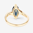 2.26 Carat Genuine Blue Sapphire and White Diamond 14K Yellow Gold Ring-7