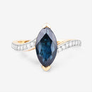 2.26 Carat Genuine Blue Sapphire and White Diamond 14K Yellow Gold Ring-8