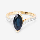 2.26 Carat Genuine Blue Sapphire and White Diamond 14K Yellow Gold Ring-9