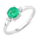 0.71 Carat Genuine Zambian Emerald and White Diamond 14K White Gold Ring-1