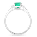0.71 Carat Genuine Zambian Emerald and White Diamond 14K White Gold Ring-2