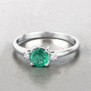 0.71 Carat Genuine Zambian Emerald and White Diamond 14K White Gold Ring-4