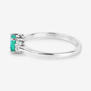 0.71 Carat Genuine Zambian Emerald and White Diamond 14K White Gold Ring-6