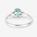 0.71 Carat Genuine Zambian Emerald and White Diamond 14K White Gold Ring-7