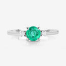 0.71 Carat Genuine Zambian Emerald and White Diamond 14K White Gold Ring-8