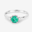 0.71 Carat Genuine Zambian Emerald and White Diamond 14K White Gold Ring-9