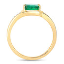 1.62 Carat Genuine Zambian Emerald and White Diamond 14K Yellow Gold Ring-2