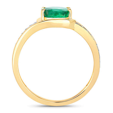 1.62 Carat Genuine Zambian Emerald and White Diamond 14K Yellow Gold Ring - 0