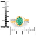 1.62 Carat Genuine Zambian Emerald and White Diamond 14K Yellow Gold Ring-3