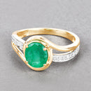 1.62 Carat Genuine Zambian Emerald and White Diamond 14K Yellow Gold Ring-4