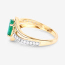 1.62 Carat Genuine Zambian Emerald and White Diamond 14K Yellow Gold Ring-6