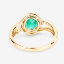 1.62 Carat Genuine Zambian Emerald and White Diamond 14K Yellow Gold Ring-7