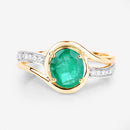 1.62 Carat Genuine Zambian Emerald and White Diamond 14K Yellow Gold Ring-8