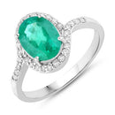 1.92 Carat Genuine Zambian Emerald and White Diamond 14K White Gold Ring-1