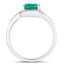1.92 Carat Genuine Zambian Emerald and White Diamond 14K White Gold Ring-2