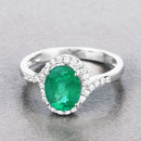 1.92 Carat Genuine Zambian Emerald and White Diamond 14K White Gold Ring-4