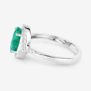 1.92 Carat Genuine Zambian Emerald and White Diamond 14K White Gold Ring-6