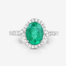 1.92 Carat Genuine Zambian Emerald and White Diamond 14K White Gold Ring-8