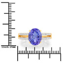 2.67 Carat Genuine Tanzanite and White Diamond 14K Yellow Gold Ring-3
