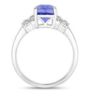 3.33 Carat Genuine Tanzanite and White Diamond 14K White Gold Ring-2