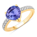 2.40 Carat Genuine Tanzanite and White Diamond 14K Yellow Gold Ring-1