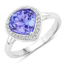 2.40 Carat Genuine Tanzanite and White Diamond 14K White Gold Ring-1