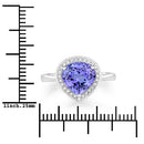 2.40 Carat Genuine Tanzanite and White Diamond 14K White Gold Ring-3