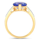 2.66 Carat Genuine Tanzanite and White Diamond 14K Yellow Gold Ring-2