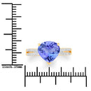 2.66 Carat Genuine Tanzanite and White Diamond 14K Yellow Gold Ring-3
