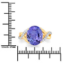5.19 Carat Genuine Tanzanite and White Diamond 14K Yellow Gold Ring-3