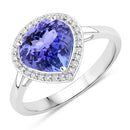 2.89 Carat Genuine Tanzanite and White Diamond 14K White Gold Ring-1