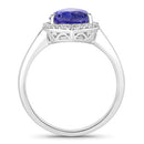 2.89 Carat Genuine Tanzanite and White Diamond 14K White Gold Ring-2