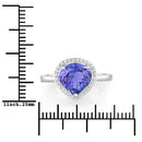 2.89 Carat Genuine Tanzanite and White Diamond 14K White Gold Ring-3
