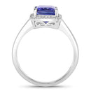 3.34 Carat Genuine Tanzanite and White Diamond 14K White Gold Ring-2