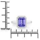 3.34 Carat Genuine Tanzanite and White Diamond 14K White Gold Ring-3