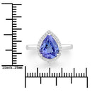 2.72 Carat Genuine Tanzanite and White Diamond 14K White Gold Ring-3