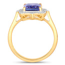 2.82 Carat Genuine Tanzanite and White Diamond 14K Yellow Gold Ring-2