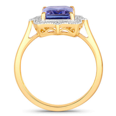 2.82 Carat Genuine Tanzanite and White Diamond 14K Yellow Gold Ring - 0