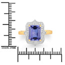 2.82 Carat Genuine Tanzanite and White Diamond 14K Yellow Gold Ring-3