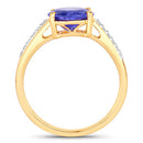 2.80 Carat Genuine Tanzanite and White Diamond 14K Yellow Gold Ring-2