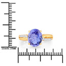 2.80 Carat Genuine Tanzanite and White Diamond 14K Yellow Gold Ring-3