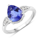 2.54 Carat Genuine Tanzanite and White Diamond 14K White Gold Ring-1