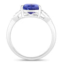 2.54 Carat Genuine Tanzanite and White Diamond 14K White Gold Ring-2