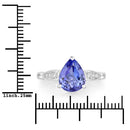 2.54 Carat Genuine Tanzanite and White Diamond 14K White Gold Ring-3