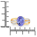 3.26 Carat Genuine Tanzanite and White Diamond 14K Yellow Gold Ring-3