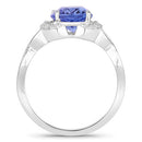 2.86 Carat Genuine Tanzanite and White Diamond 14K White Gold Ring-2