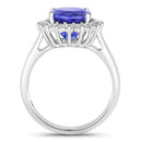 5.92 Carat Genuine Tanzanite and White Diamond 14K White Gold Ring-2