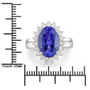 5.92 Carat Genuine Tanzanite and White Diamond 14K White Gold Ring-3