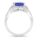 4.12 Carat Genuine Tanzanite and White Diamond 14K White Gold Ring-2