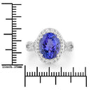 4.12 Carat Genuine Tanzanite and White Diamond 14K White Gold Ring-3
